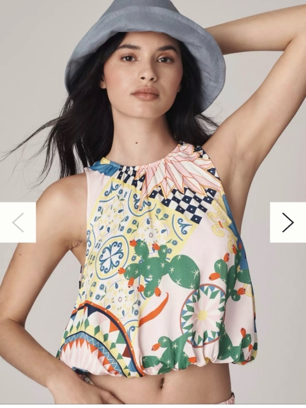 NWT Maeve Anthropologie pink fun print bubble hem top - M